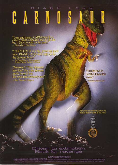 A vicious T-rex dinosaurs observing a falling asteroid. Poster