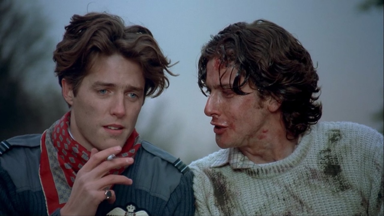 Hugh Grant and Peter Capaldi in The Lair of the White Worm (1988)