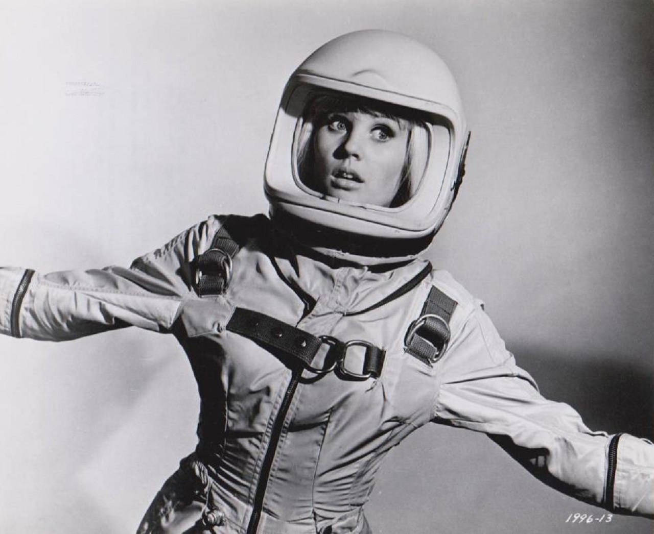 Pauline (Pamela Austin) goes into orbit in The Perils of Pauline (1967)