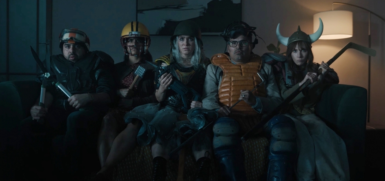 Asim Chaudhry, Zazie Beetz, Haley Lu Richardson, Michael Peña and Juno Temple in Good Luck, Have Fun, Don't Die (2025)