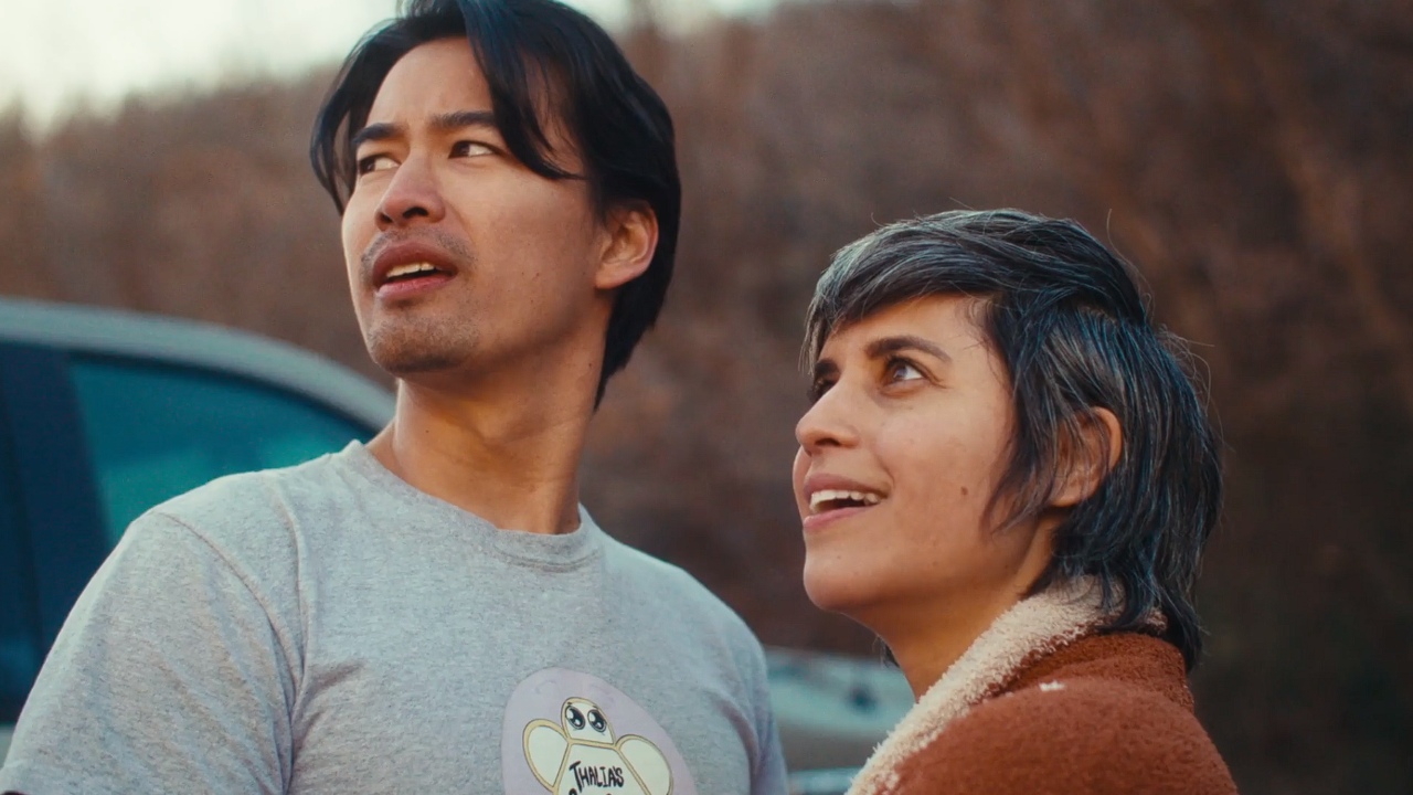 Jordan Rodrigues and Ashly Burch in We're All Gonna Die (2024)